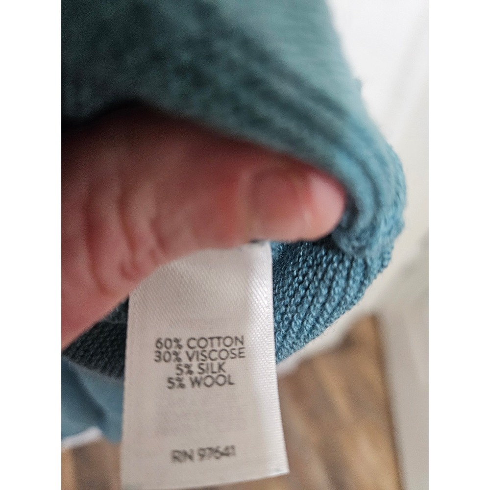 Pure Jill J. Jill Teal Blue V-Neck Cotton Silk Wool Blend Sweater 3X RN97641 - Picture 3 of 5